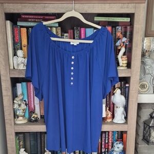 89th & Madison Royal Blue Gathered Blouse
